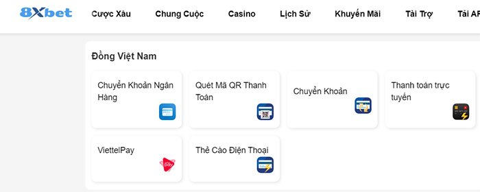 Nạp tiền 8xbet